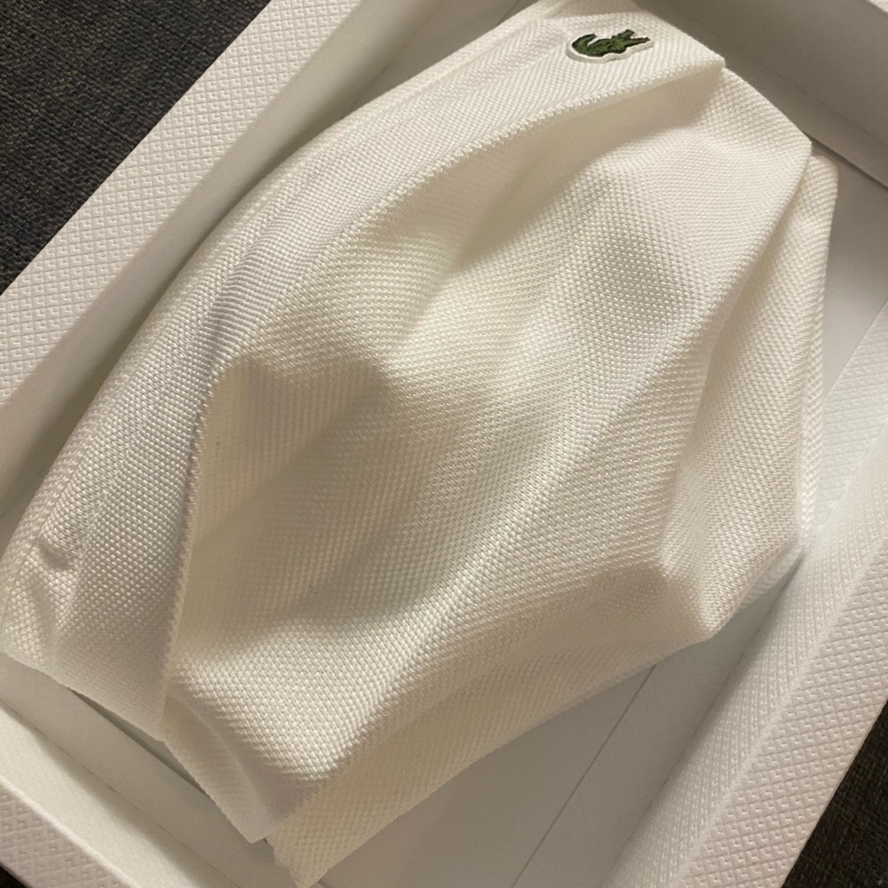LACOSTE White Face Mask Custom Adjustable Statement Logo NEW Essential Covid S-L